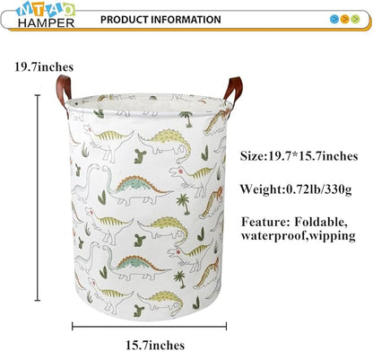 Dinosaur Laundry Hamper, laundry Basket, Waterproof Storage Bin for Bedroom, Clothes Organizer Basket, Room Decor(Light Dinosaur)