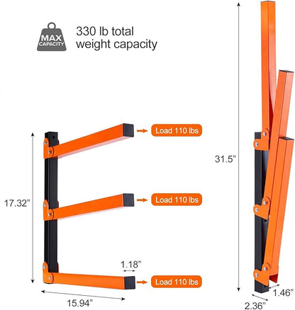 BeBecome Lumber Storage Rack Wall Mounted, 2 pcs Heavy Duty Utility Rack for Garage & Warehouse, Metal Wood Organizer for Lumber, Pipes, Long Items, Space Saving Wall Storage System