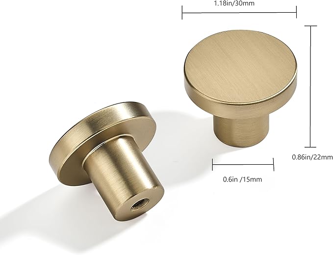 khtumeware 30 Pack Champagne Bronze Cabinet Knobs - 1-1/5 Inch Brushed Gold Round Drawer Pulls for Kitchen Cabinet Hardware Dressers Knobs and Closets