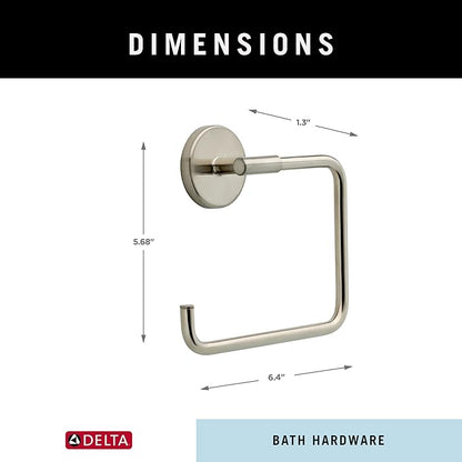 Delta Trinsic (1-Pack) Hand Towel Holder Brilliance Stainless Steel Towel Racks for Bathroom Wall Square Towel Ring Holder for Bath Towel Hanger for Kitchen, Bathroom Accessories 759460-SS