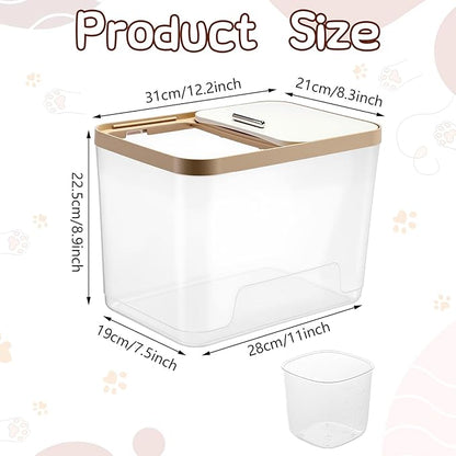 Lounsweer 4 Piece Pet Food Storage Container Dog Cat Treat Storage Container Large Airtight Rice Dispenser with Measuring Scoops for Dog Cat Bird Food Flour Kitchen Supplies(Clear,22 lb)