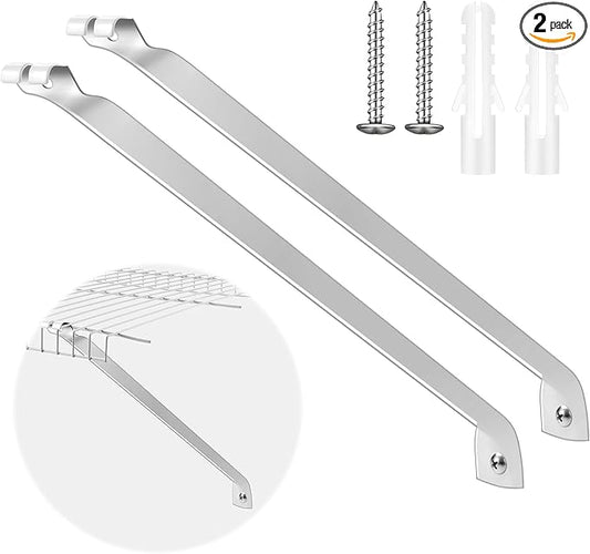 2 Pcs Support Brackets for 12in Wide Shelving Wire Wire Shelf Brackets Closet Rod Bracket Closet Support Bracket with Anchors and Pins for Installation Wires Shelving Supports Closets