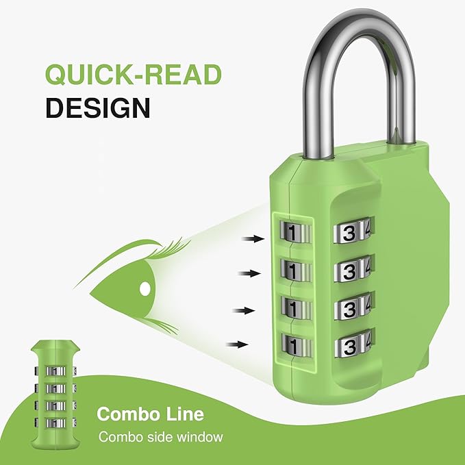 Puroma 2 Pack Combination Lock for Locker 4 Digit Outdoor Waterproof Padlock for School, Gym, Sports, Fence, Toolbox, Gate, Case, Outdoor, Hasp Storage, Cabinets (Yellow-Green)