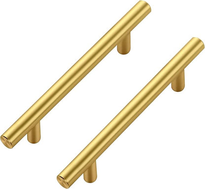 JOY DECOR 45 Pack Cabinet Handles, Gold Cabinet Pulls, 4 in Hole Center Kitchen Cabinet Handles, Stainless Steel T Bar Handles for Dresser Drawers