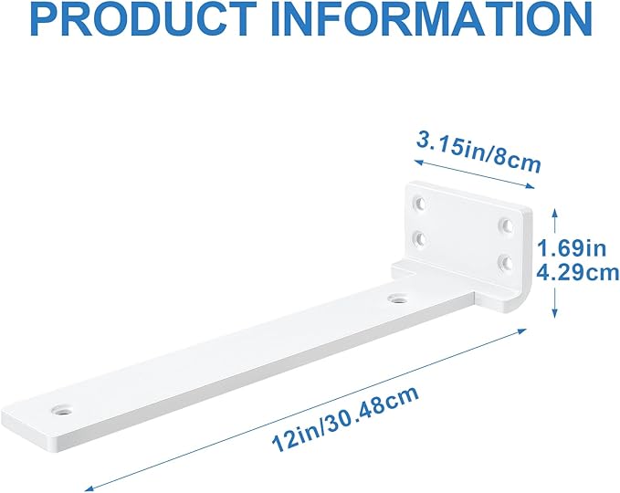 Heavy Duty Shelf Brackets, Floating Shelf Bracket 12 inch 4 Pack L Brackets for Shelves White Metal Support Bracket for DIY Decorative with Screws