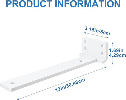 Heavy Duty Shelf Brackets, Floating Shelf Bracket 12 inch 6 Pack L Brackets for Shelves White Metal Support Bracket for DIY Decorative with Screws