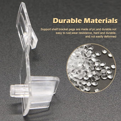 20Pcs Plastic Locking Shelf Support Peg,Easy Install Shelf Support Pin Clip,Self-Locking Bracket Clip,Clear Shelf Peg for Furniture,Shelf,Supplies,Bookshelf,Closet,Cabinet ﻿