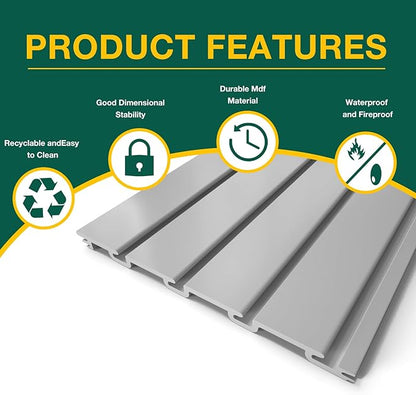 Yuzzy Slat Wall Paneling 4 x 4ft, Garage Slatwall Panel Wall Storage Systems, Heavy Duty PVC Garage Wall Organization (Gray)