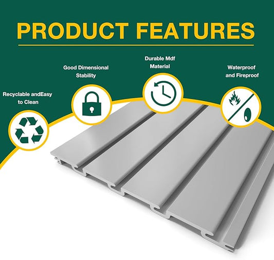 Yuzzy Slat Wall Paneling 4 x 4ft, Garage Slatwall Panel Wall Storage Systems, Heavy Duty PVC Garage Wall Organization (Gray)