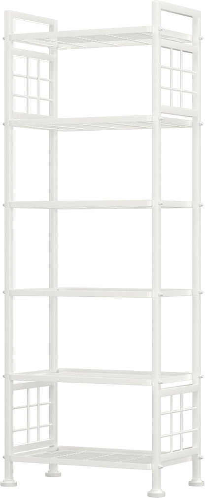 GIOTORENT 6-Wire Garage Shelving Storage Shelves, Metal Shelving Unit Pantry Rack, Kitchen Storage Adjustable Shelf 900Lbs Capacity for Laundry Kitchen Bathroom Organizer(White)