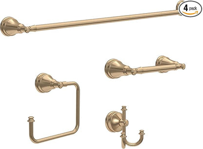 Delta Mylan 4-Piece Bathroom Set Champagne Bronze 18" Towel Rack, Toilet Paper Holder, Hand Towel Holder, Hook| Bathroom Accessory Set Towel Holder 4-Piece Hardware MYN64-CZ