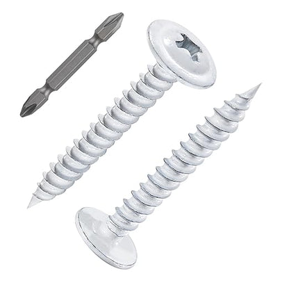 Wensilon(250 pcs)#8×1" Phillips Truss Head Wood Screws White Iron Quick Metal Self Tapping