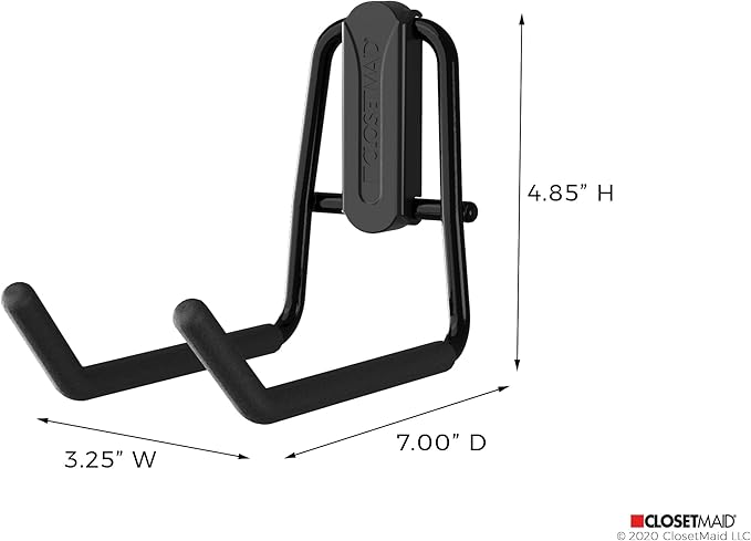 ClosetMaid MaxLoad 5-Pack Garage Hooks & Hangers Wall Mount Heavy Duty Storage for Cords, Power Equipment, Long Handle Tools, Cords, Hoses, Shovels, Black