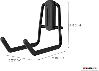 ClosetMaid MaxLoad 3-Pack Garage Hooks & Hangers Wall Mount Heavy Duty Storage for Long Handle Tools, Cords, Hoses, Shovels, Rakes, Brooms, Black
