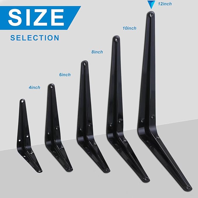 HEART ART 20 Pack Shelf Bracket 12 Inch ,Heavy Duty Shelf Brackets,Floating Shelf Bracket L Brackets,Metal Shelf Brackets for Wall, 12”L x 10”H x1.8”W
