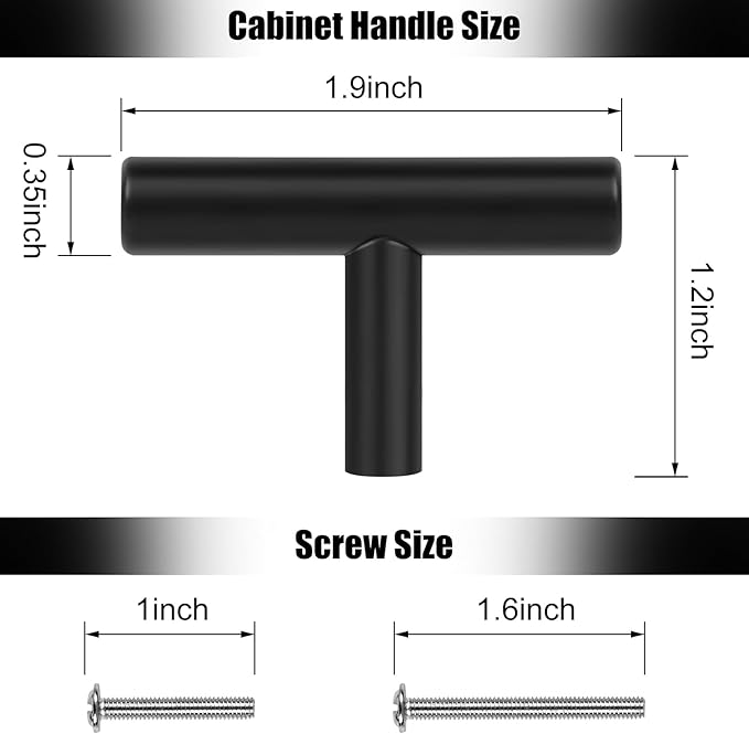 Romeda 12 Pack Black Cabinet Knobs, 2in Single Hole Cabinet Hardware with Screws 1in & 1.5in, Drawer Pulls (Black) for Kitchen Bedroom Bathroom Furniture