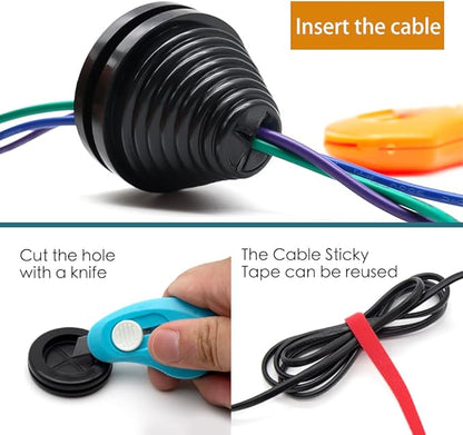 Vrupin 32 Piece Closed Rubber Grommet Firewall Solid Closed Hole Plug Kit, Tower and Round Double Sided Rubber Hole Plugs for Wire Electrical Plumbing Systems.