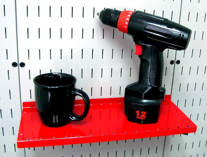 Wall Control Shelf 6in Deep Pegboard Shelf Assembly Pegboard and Slotted Tool Board - Red