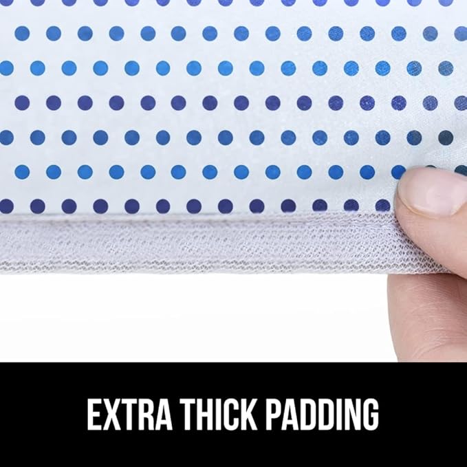 GORILLA GRIP The Original Ironing Board Cover and Pad, Silicone Coating, Thick Scorch Resistant Padding, Heavy Duty Iron Covers Standard Boards, Hook and Loop Fastener Strap, Blue Dots, 15x54