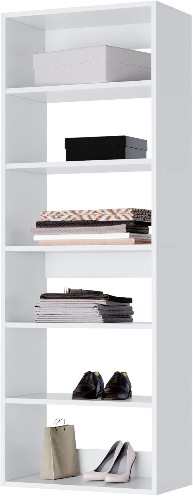 Modular Closets Vista Collection Shelf Tower Built in Wood Closet Organizer Unit (White, 31.5" Wide)