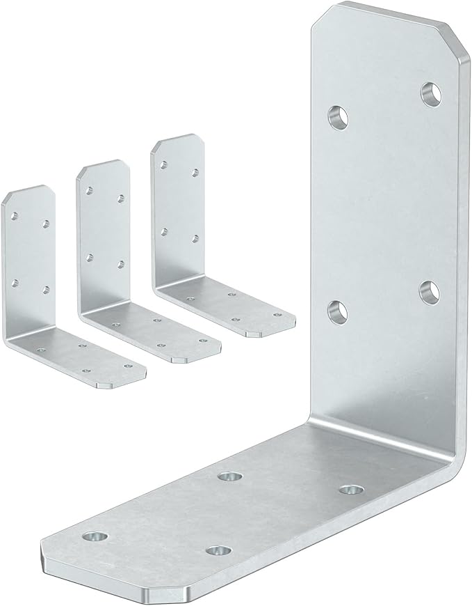 3"x3" L Brackets, 90 Degree Angle Iron, Heavy Duty Steel Corner Brace for Wood Shelves, Post, Floating Shelves, Desk (Galvanized-4 Pcs)
