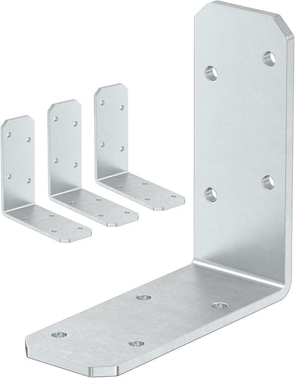 3"x3" L Brackets, 90 Degree Angle Iron, Heavy Duty Steel Corner Brace for Wood Shelves, Post, Floating Shelves, Desk (Galvanized-4 Pcs)