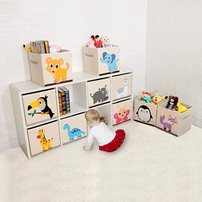 CLCROBD Foldable Animal Cube Storage Bins Fabric Toy Box/Chest/Organizer for Kids Nursery, 13 inch (Dinosaur)