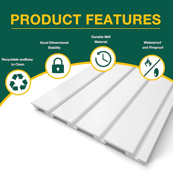 Yuzzy Slat Wall Paneling 4 x 8ft, Garage Slatwall Panel Wall Storage Systems, Heavy Duty PVC Garage Wall Organization (White)