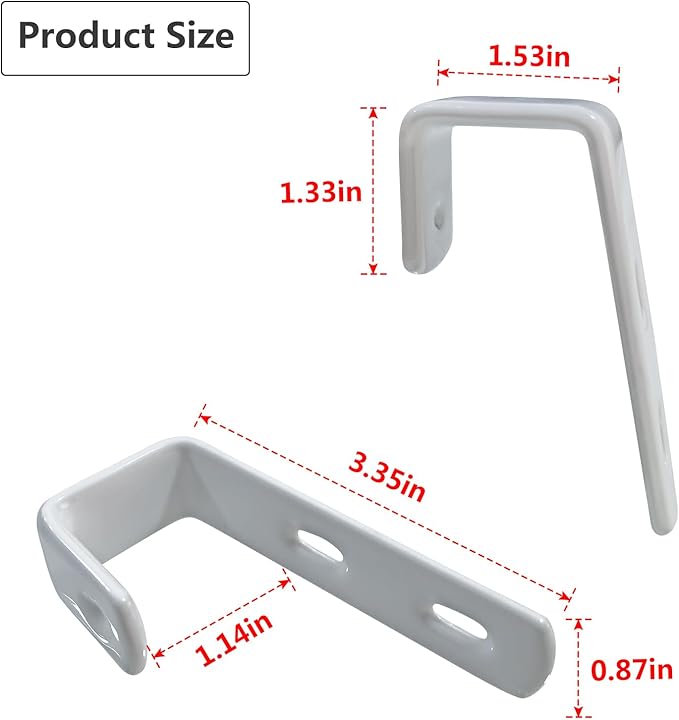 4pcs Iron Bunk Bed Ladder Brackets, PVC Coated Stainless Steel Angled Ladder Hooks Heavy Duty Hardware Utility Hook Loft Bed Hanger (White)