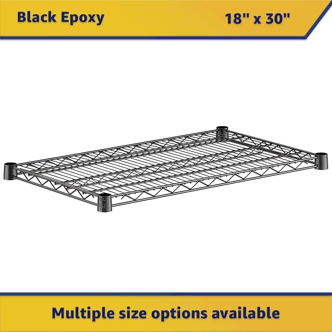 2-Pack Black 18" x 30" Additional Wire Shelf for Shelving Units, Replacement Shelves for Wire Rack