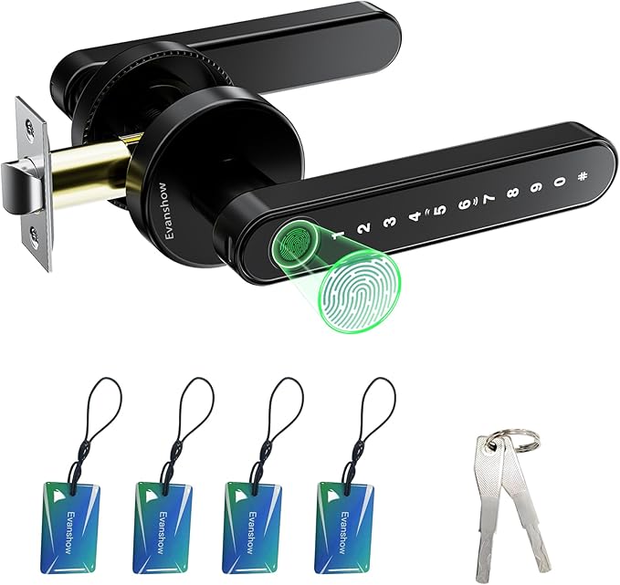 Fingerprint Door Lock Biometric Door Knob with Keypad Keyless Entry, Door Locks for Bedrooms, Home Hotel Office Apartment