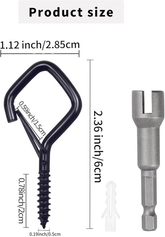 100 PCS Black Eye Screw Hooks for Hanging Heavy Duty with Safety Buckle.Metal Ceiling Hooks for Hanging Plants Cup Wind Chime Bird Feeders Patio Lights at Indoor&Outdoor
