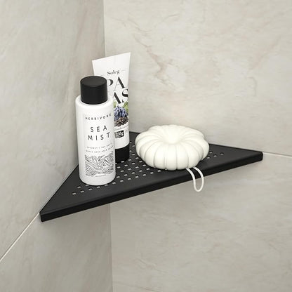 Corner Shower Shelf, 10" Matte Black 304 Stainless Steel Grout in Shelf Rack for for Tiled Wall, Recessed Bathroom Shelf