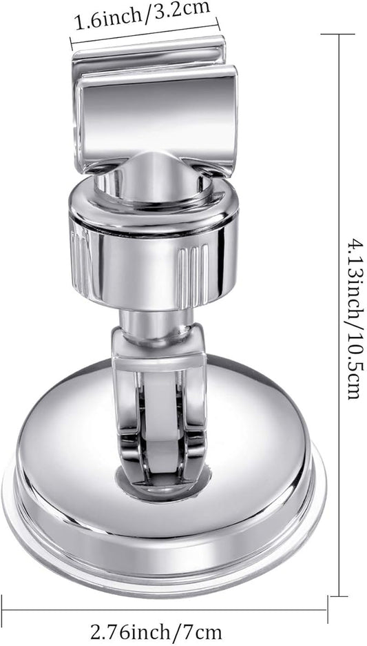 Zhehao Adjustable Shower Head Holder, Removable Suction Cup Shower Head Holder, No Drill Wall Mounted Suction Bracket with Chrome Polished for Marble Glass Metal Ceramic(2,Silver Wrench)