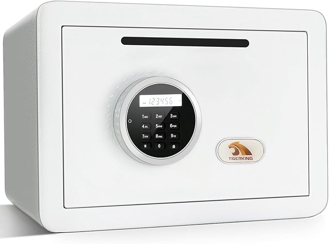 TIGERKING Drop Safe, Digital Safe With Keypad, White Small Safe Box- Deposit Cash Easily, Money Security Box For Home, Business, 1.2 Cubic Feet