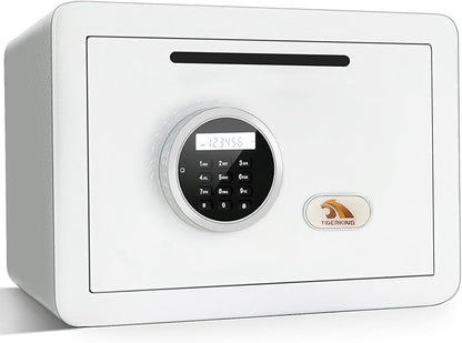 TIGERKING Drop Safe, Digital Safe With Keypad, White Small Safe Box- Deposit Cash Easily, Money Security Box For Home, Business, 1.2 Cubic Feet