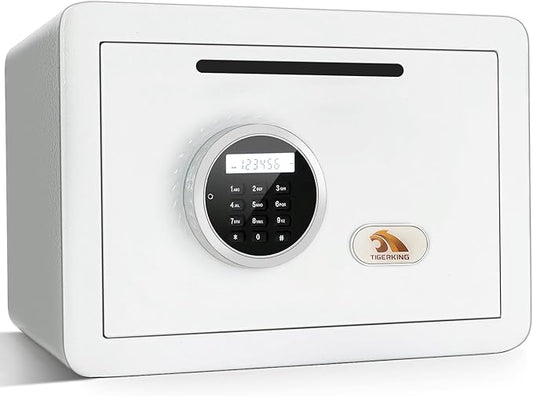 TIGERKING Drop Safe, Digital Safe With Keypad, White Small Safe Box- Deposit Cash Easily, Money Security Box For Home, Business, 1.2 Cubic Feet