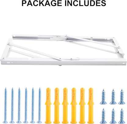 YUMORE White Folding Shelf Brackets, 20 Inch Heavy Duty L Bracket, DIY Collapsible Shelf Bracket for Workbench Folding Table Hinge, Max Load: 330lb, 2 Pack