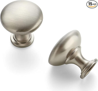 Ravinte 15 Pack Brushed Nickel Round Zinc Cabinet Knobs for Kitchen Bathroom Closet Dresser Cabinets