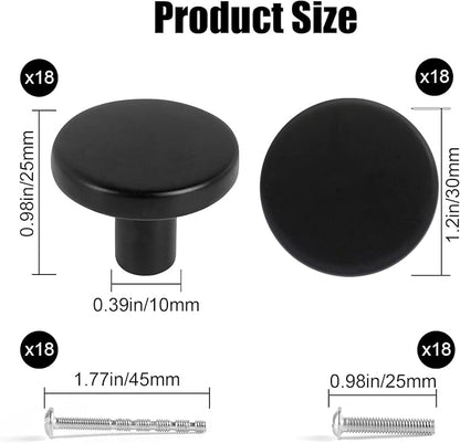 Romeda 12 Piece Drawer Knobs, Black Cabinet Knobs with Screw, 30mm Drawer Pulls for Dresser, Kitchen, and Cabinet Drawers