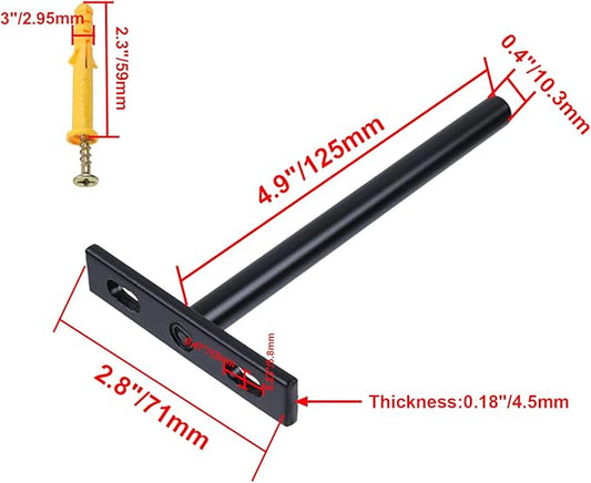Floating Shelf Brackets 5-inch Heavy Duty Hidden Brackets Black Invisible Shelf Support for Floating Wood Shelves - 4pcs