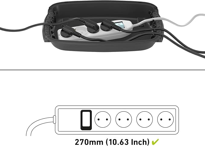 D-Line Weatherproof Electrical Box, Outdoor Extension Socket Box, IP54, 2X Entry and Exit Sections for Ease of Use - Black