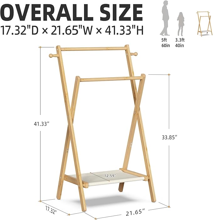 Kids Clothing Rack, Small Clothes Rack for Toddler Pets, Kids Dress Up Rack with Storage Shelf & Double Rods, Foldable Kids Clothes Rack for Nursery Child's Room (Small Size)
