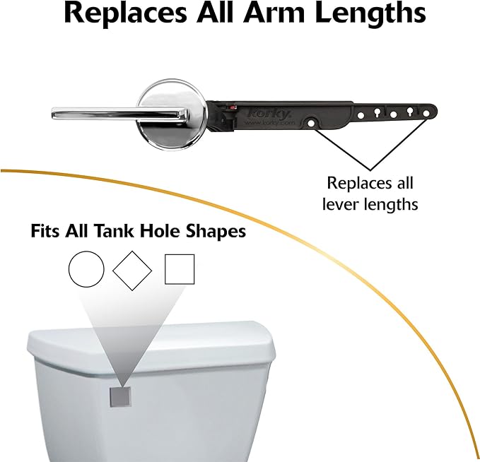 Korky StrongARM Metal Toilet Handle and Lever - Universal to Fit Front, Angled, Side, Left, and Right Mount Toilets - Contemporary Style in Chrome