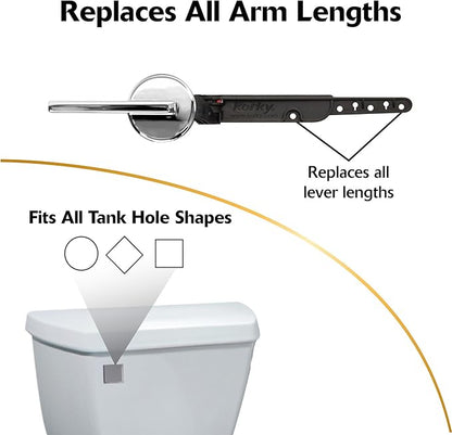 Korky StrongARM Metal Toilet Handle and Lever - Universal to Fit Front, Angled, Side, Left, and Right Mount Toilets - Contemporary Style in Chrome