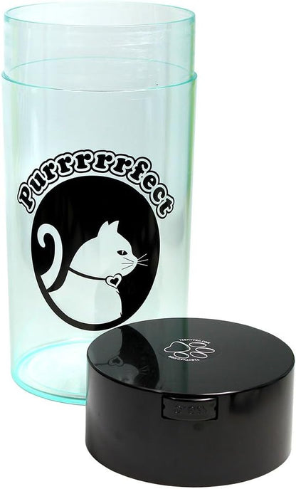 Tightpac Pawvac 24 Ounce Vacuum Sealed Pet Food Storage Container; Black Cap & Clear Body/Black Cat