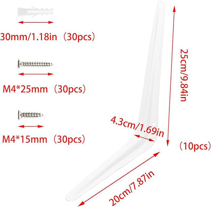 Lilaly 10 Pack Shelf Brackets 10 Inch Shelf Bracket, Heavy Duty L Brackets for Shelves for Hanging Floating Shelves Brack with Screws and Wall Anchors(8"x10",White)