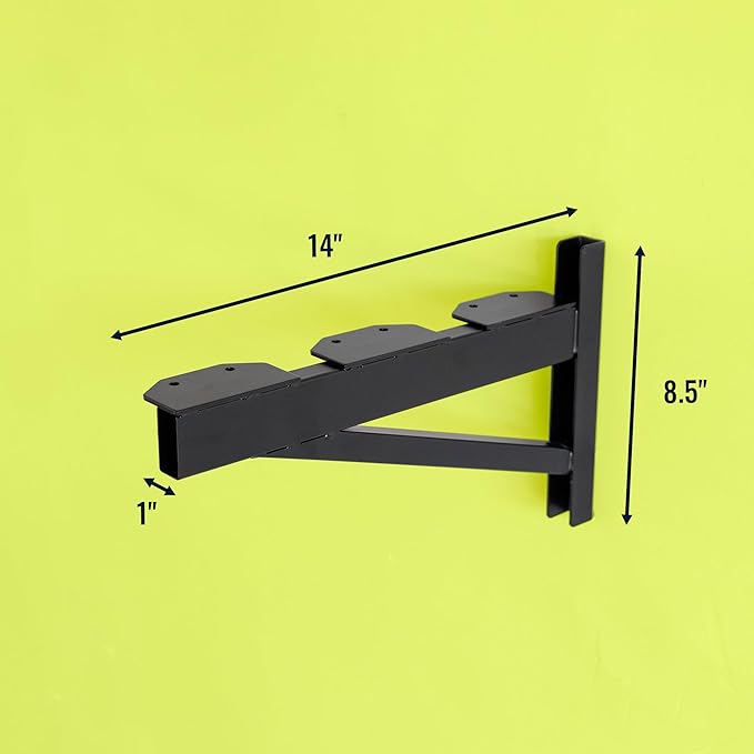 StoreYourBoard 14 Inch Heavy Duty Shelf Brackets, Set of 4 for 1' x 4' DIY Garage Wall Shelves, Holds 600 lbs, Solid Steel, Includes 4 Hooks for Hanging Storage, 14" x 1" x 8.5"