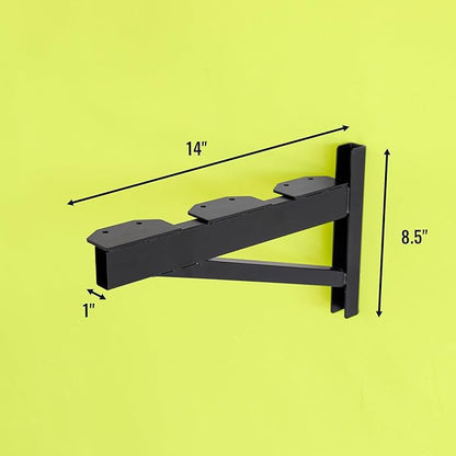 StoreYourBoard 14 Inch Heavy Duty Shelf Brackets, Set of 4 for 1' x 4' DIY Garage Wall Shelves, Holds 600 lbs, Solid Steel, Includes 4 Hooks for Hanging Storage, 14" x 1" x 8.5"