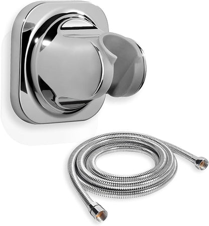 Adhesive Shower Head Holder with Hose - 60 Inches Extendable Stainless Steel Flexible Shower Hose